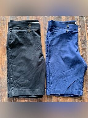 Madison Navy & Black Pull-On Waistband Stretchy Bermuda Shorts duo Sz L
